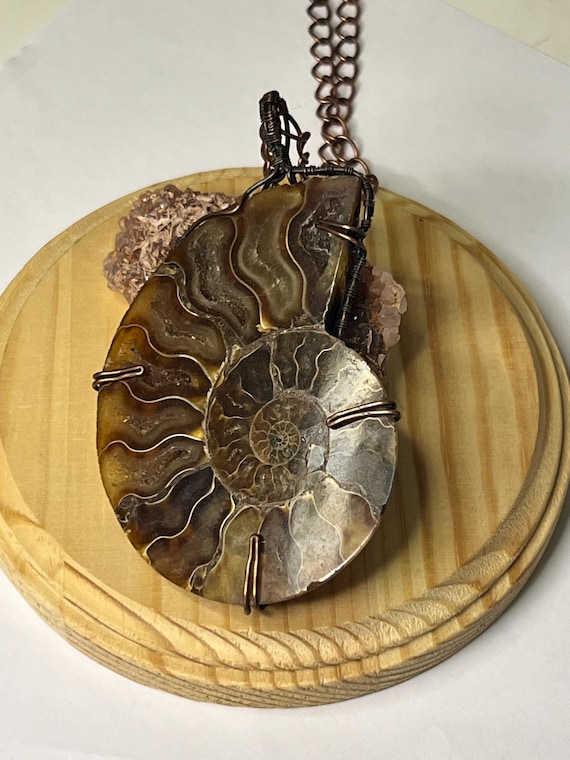 Ammonite Fossil Copper Pendant