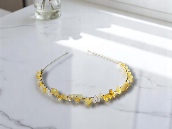 Crystal citrine gold headband