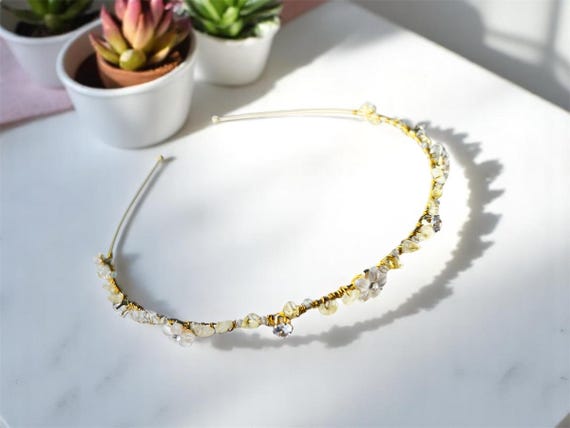 Crystal citrine gold headband