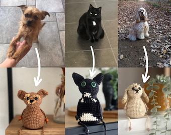 GEPERSONALISEERD gehaakt huisdier - amigurumi gehaakt knuffel huisdier hond kat konijn schattig lief  handgemaakt cadeau voor hem voor haar