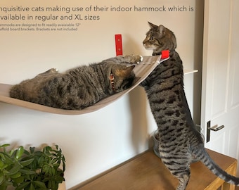 Indoor cat hammock and cat perch in cottons and linen blends