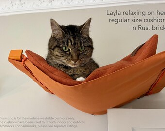 Machine washable soft fleece pet cushions in 30+ colours. Sized to fit indoor & outdoor cat hammocks (hammock on separate listing)