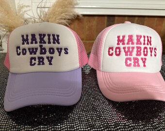 Makin Cowboys Cry Embroidered Trucker Hat – Bold, Funny Western Cap, Custom Cowboy Hat