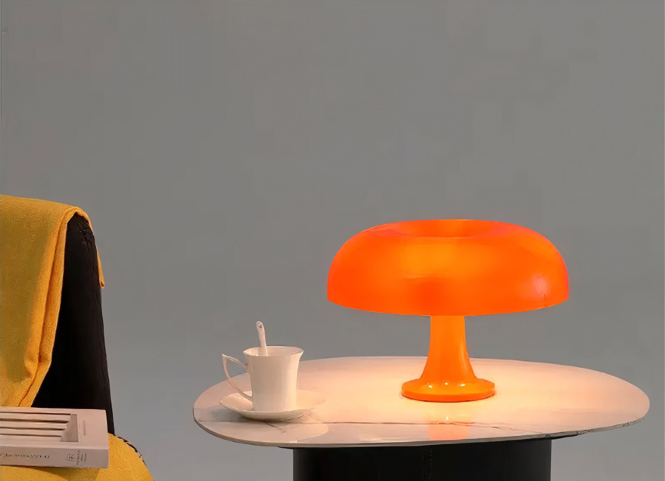 KAiSnova Mushroom Lamp Small Bedside Table Lamp, Pink Ceramics