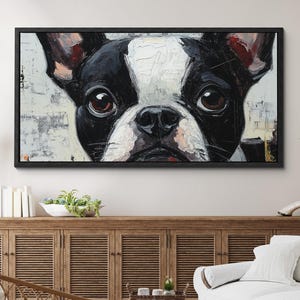 French Bulldog Dog Canvas Wall Art, Abstract Modern Oil Painting, Pet Art Gift, Framed Canvas Print, Home Decor Living Room Bedroom