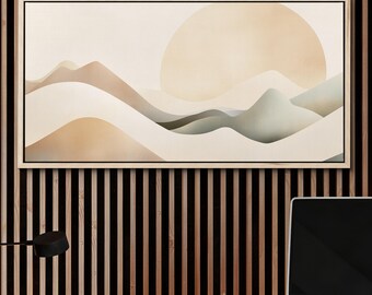 Rolling Hills Boho Abstract Art Calm Canvas Wall Art, Abstract Gouache Painting Watercolor Decor, Art Print for Home, Living Room, Bedroom