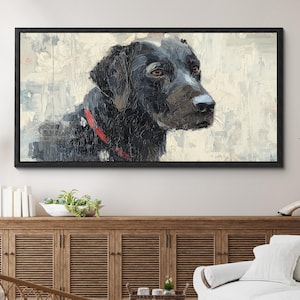 Colorful Labrador Retriever Dog Canvas Wall Art, Abstract Modern Oil Painting, Pet Art Gift, Framed Canvas Print, Home Decor Living Bedroom