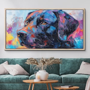 Labrador Retriever Dog Canvas Wall Art, Abstract Modern Oil Painting, Pet Art Gift, Framed Canvas Print, Home Decor Living Room Bedroom