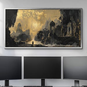 Batu Caves Malaysia KL Painting Canvas Wall Art, Abstract Oil Painting Watercolor Decor, Art Print for Living Room, Bedroom & Office Decor