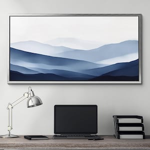 Rolling Hills Boho Abstract Art Calm Canvas Wall Art, Abstract Gouache Painting Watercolor Decor, Art Print for Home, Living Room, Bedroom