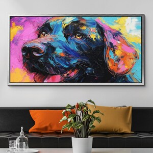 Labrador Retriever Dog Canvas Wall Art, Abstract Modern Oil Painting, Pet Art Gift, Framed Canvas Print, Home Decor Living Room Bedroom