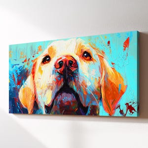 Colorful Labrador Retriever Dog Canvas Wall Art, Abstract Modern Oil Painting, Pet Art Gift, Framed Canvas Print, Home Decor Living Bedroom