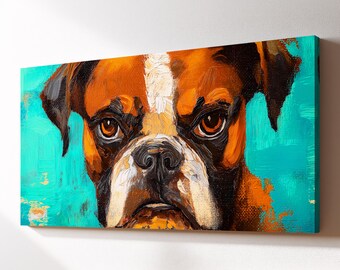 Boxer With Flowers Dog Pet Abstract Modern Oil Painting Wall Art