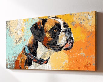 Boxer Abstract Dog Pet Animal Painting Splatter Wall Art, Framed