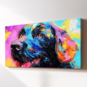Labrador Retriever Dog Canvas Wall Art, Abstract Modern Oil Painting, Pet Art Gift, Framed Canvas Print, Home Decor Living Room Bedroom