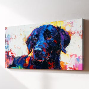 Colorful Labrador Retriever Dog Canvas Wall Art, Abstract Modern Oil Painting, Pet Art Gift, Framed Canvas Print, Home Decor Living Bedroom
