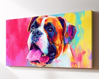 Colorful Boxer Dog Pet Abstract Modern Oil Painting Wall Art