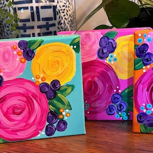 Original Floral Painting, Flower Painting, Shelf Art, Tier Tray Decor