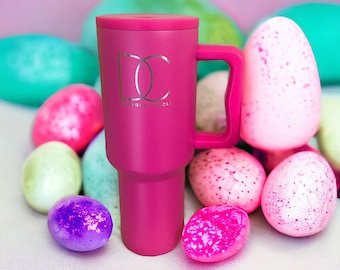 Diamond Circle 40oz Tumbler with Handle and Straw