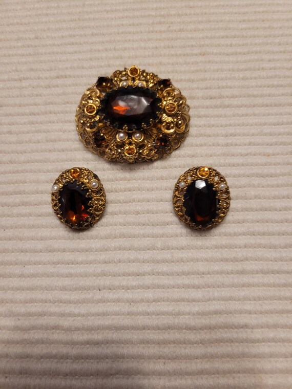 Vintage West Germany Brooch & Earrings Set - image 6