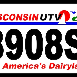Custom Wisconsin UTV Plate: Heavy-Duty Aluminum ATV SxS Quad Registration Tag