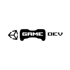 May include: Black and white logo for game development. The logo features a stylized cube, a game controller shape with the word "GAME" in white, and the word "DEV" in a sans-serif font.