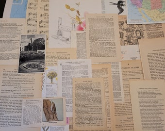 Vintage Papierset für Journals, Collagen, Kunstprojekte: 20++ aus verschiedenen Vintage Büchern