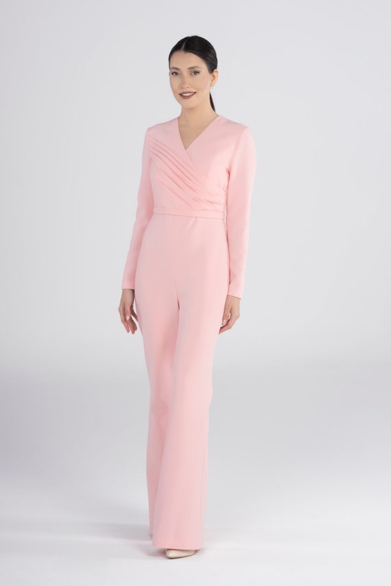 Elegant Pink Flare Jumpsuit for Special Occasions Etsy UK