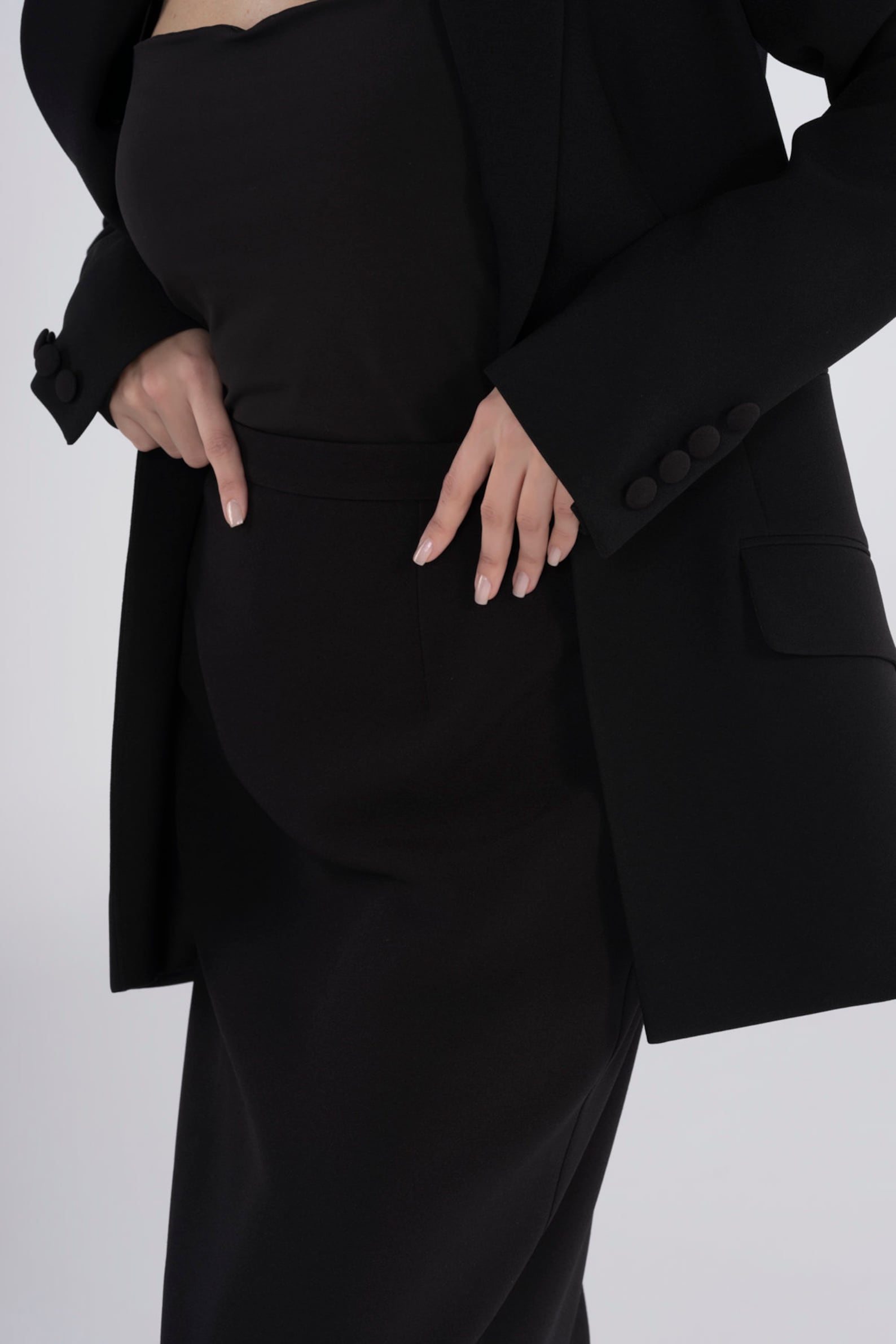 Stretchy Suit Skirt Black