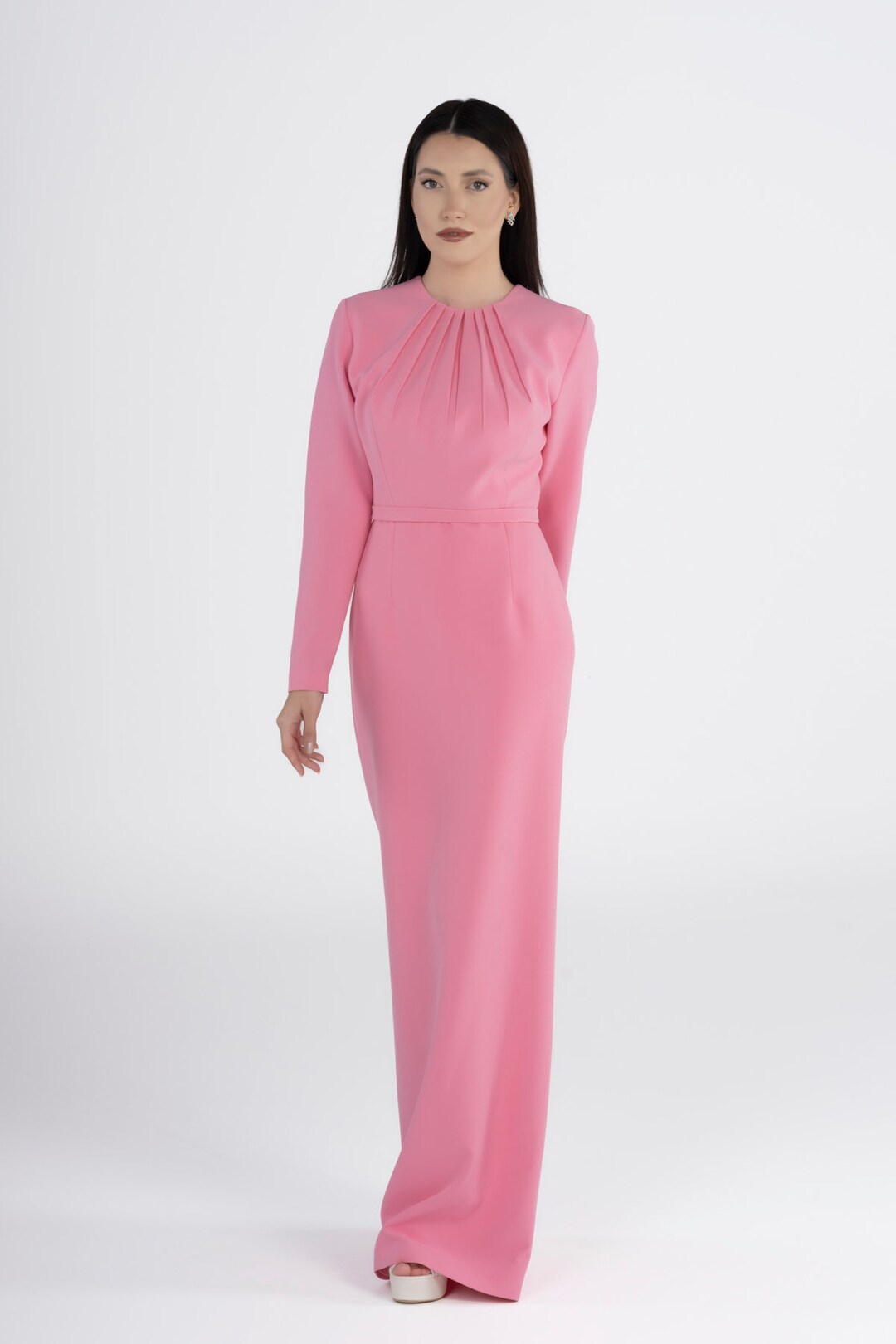 Cresswell | Women’s Pink Short-Sleeve Spring Maxi Dress