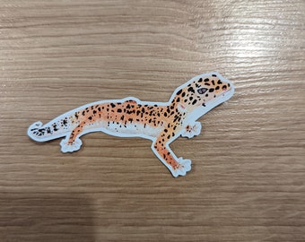 Médaillon gecko léopard, autocollant en vinyle gecko, autocollant animal, autocollant acrylique peint à la main, portrait d'animal de compagnie, étiquettes de nom d'animal de compagnie