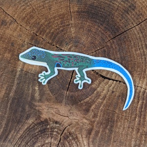 Peacock Day Gecko Custom Vinyl Sticker, Animal Sticker, Hand Painted Acrylic Sticker