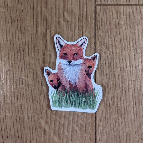 Fox Custom Vinyl Sticker, Fox Family Sticker, UK Wildlife