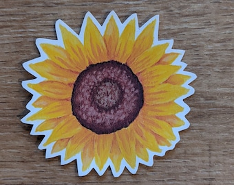 Sunflower Name Tag Vinyl Sticker, Custom Sticker, Hand Painted Sticker