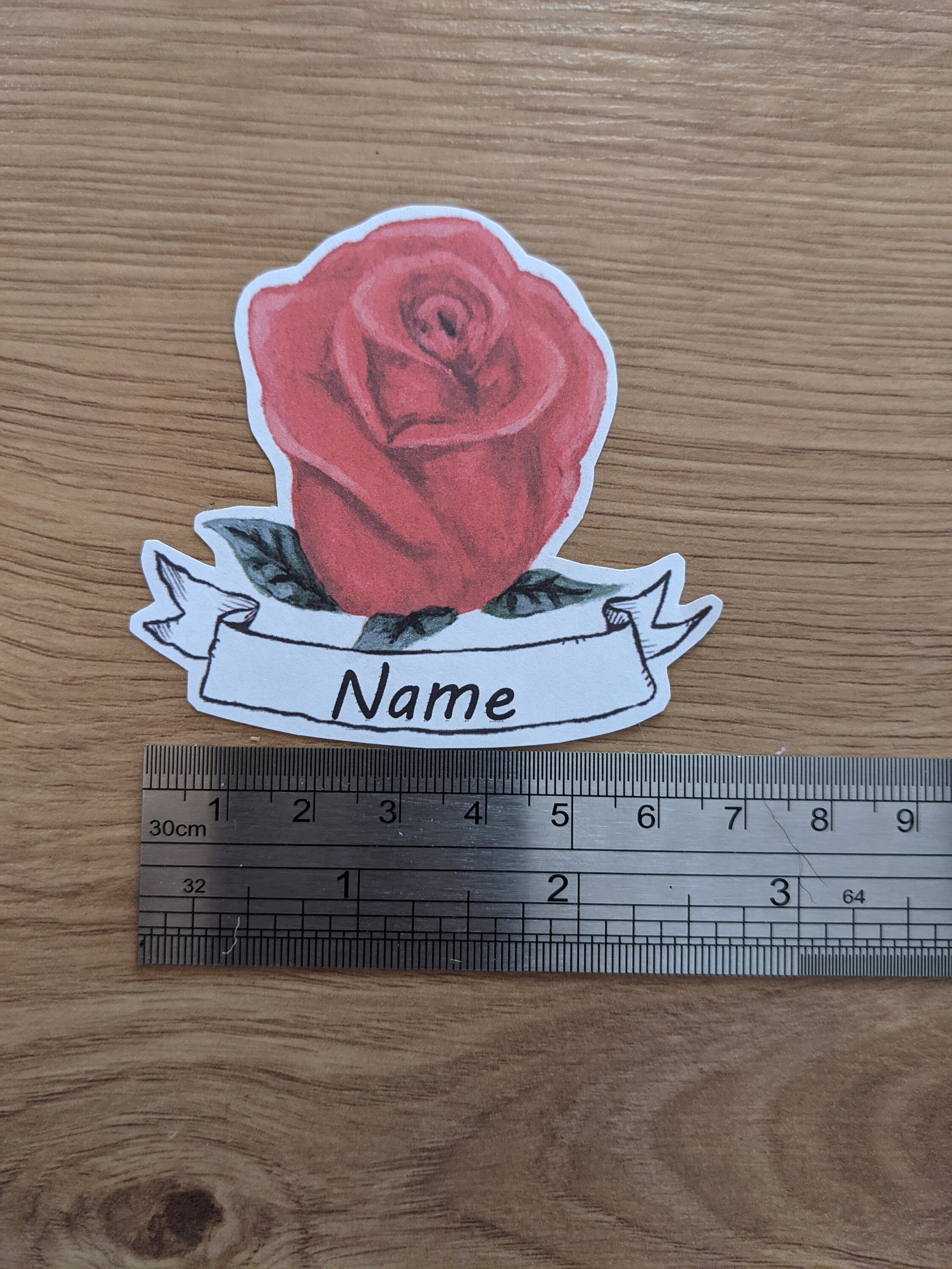Rose Name Tag Vinyl Sticker, Custom Sticker - Etsy