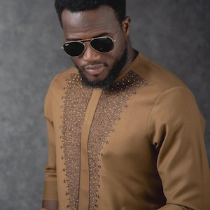 Item 142_Amoo 2piece men outfit/Senator wear/men&#39;s clothing/African men apparel/African men 2pcs shirt and pants/groom clothing/men&#39;s caftan
