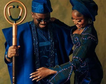 Aso Oke African Wedding Outfit: Traditional Attire for Couples