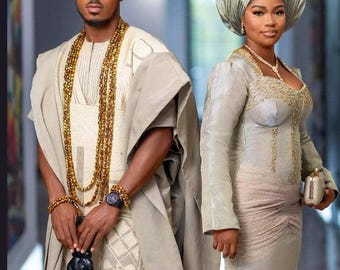 Aso Oke African Wedding Outfit: Traditional Attire for Couples