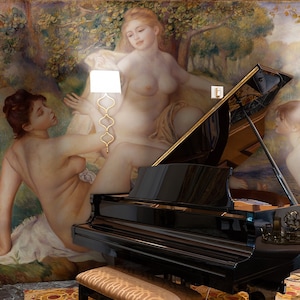 Carta da parati French Art, murale con paesaggio della signora bagnante, scenografico arredamento vintage per la casa, carta da parati autoadesiva o tradizionale staccabile e incollabile