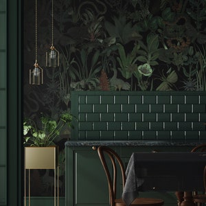 Enchanted garden wall mural, dark botanical wallpaper, vintage floral art, home decor, peel and stick self adhesive or traditional wallpaper image 5