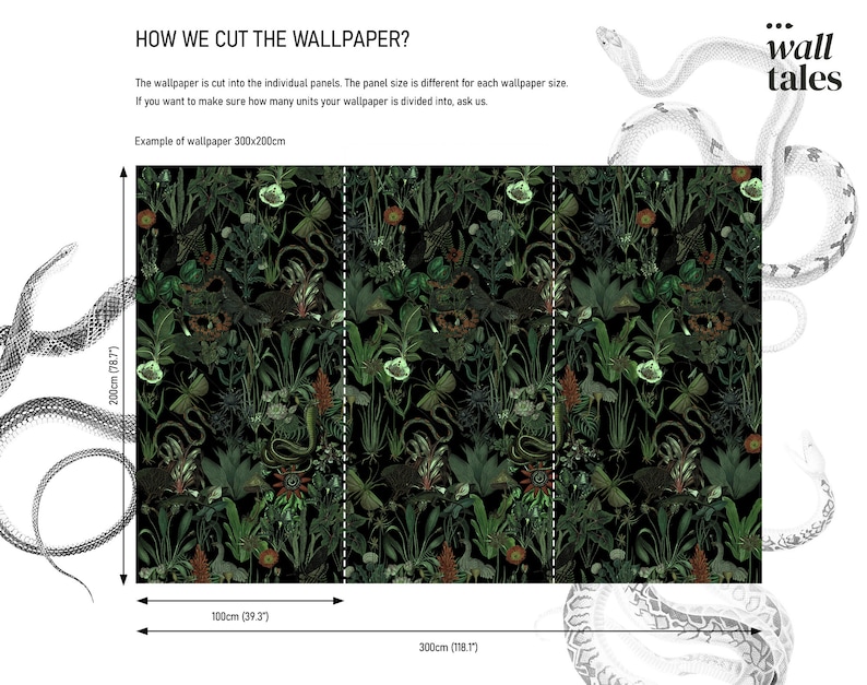 Enchanted garden wall mural, dark botanical wallpaper, vintage floral art, home decor, peel and stick self adhesive or traditional wallpaper image 9