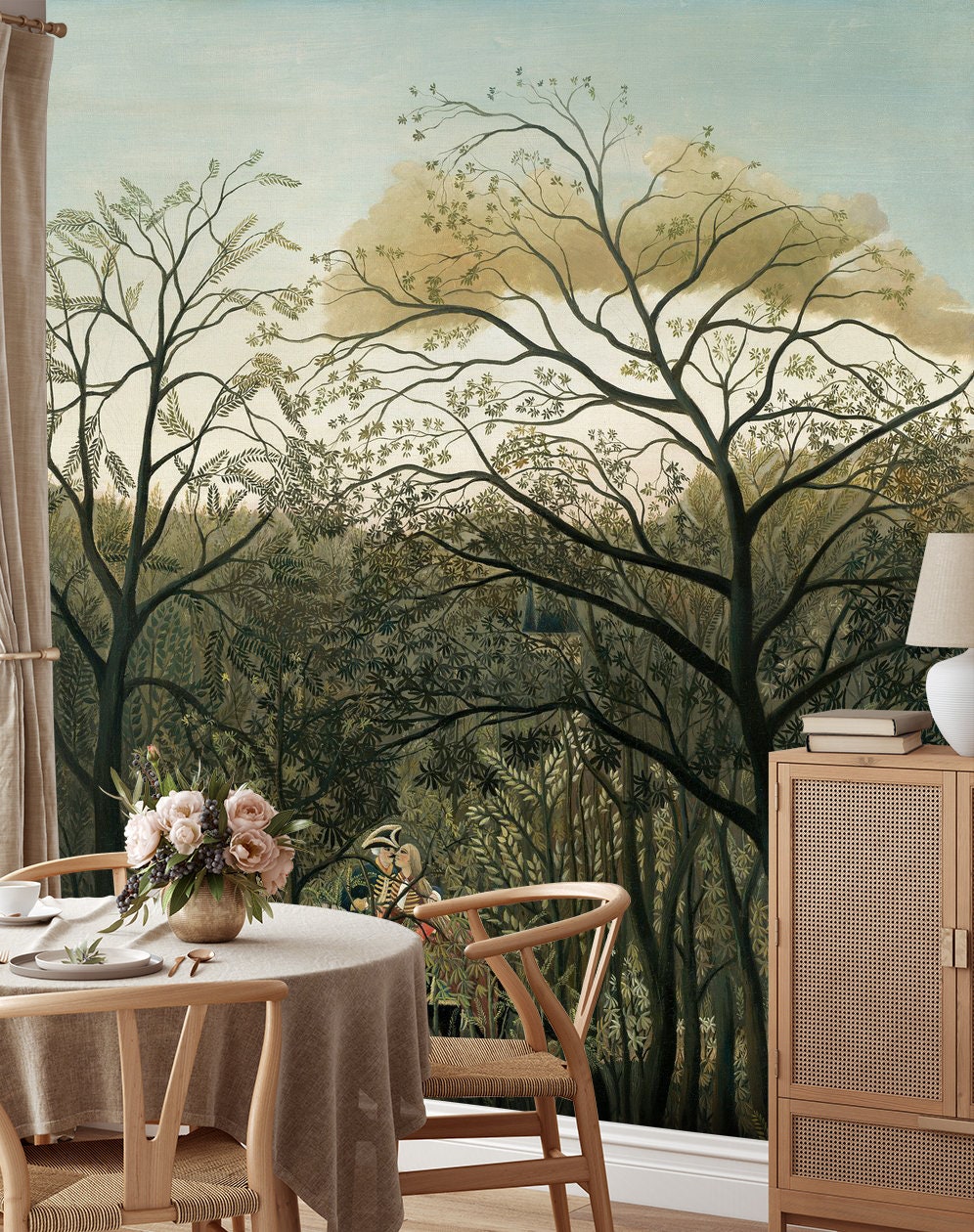 Vintage Landscape Wallpaper, Tree Wall Mural, Home Decor, Peel and ...