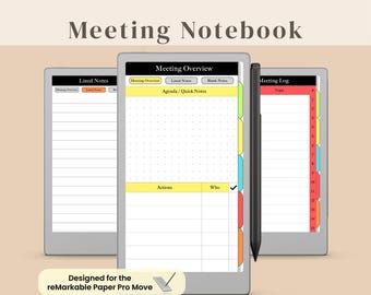 Meeting Notebook for the reMarkable Paper Pro Move