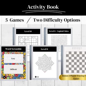 Mindful Activity Book Compatible with the Remarkable 2, Kindle Scribe and Boox | Word Searches, Sudoku, Line Maze, Word Scramble and Chess image 2