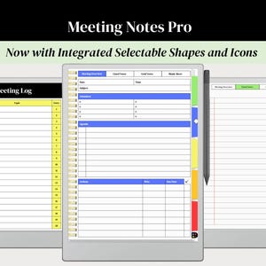Meeting Notes PDF Template for the reMarkable Paper Pro, Now with Selectable Shapes and Icons