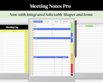 Meeting Notes PDF Template for the reMarkable Paper Pro, Now with Selectable Shapes and Icons
