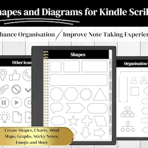 Vormen en diagrammen traceren voor de Amazon Kindle Scribe | Grafieken, mindmaps, plaknotities, emoji's, pictogrammen en meer