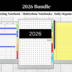 2026 Bundle for the reMarkable | 2026 Daily Organizer | Meeting Notebook | Multicolored Notebooks