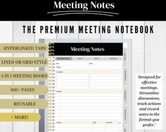 Meeting Notes Template Compatible with the Remarkable 1 and 2 | Meeting Minutes Template | Agenda Template | Meeting Notebook | PDF
