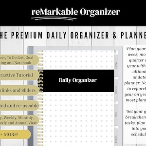 Remarkable 2 Daily Planner | Premium Undated Daily Organizer | Weekly, Monthly, Quarterly, Annual View | Limitless Use PDF With Tutorial